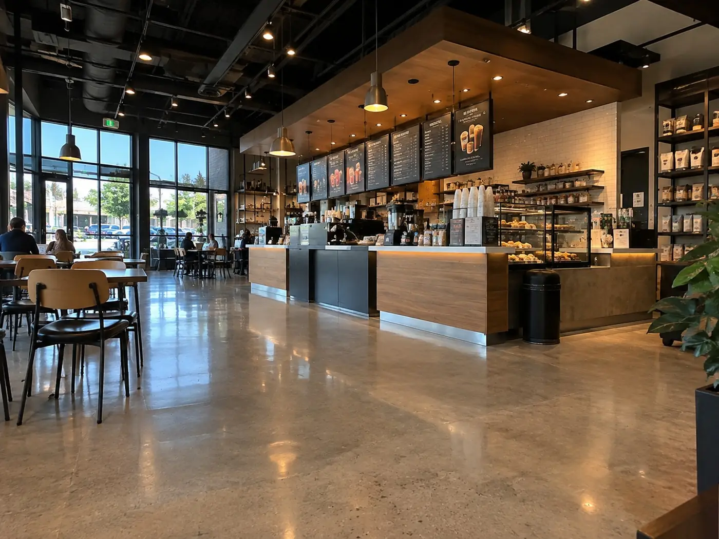 Polished concrete floor inside a Wollongong cafe