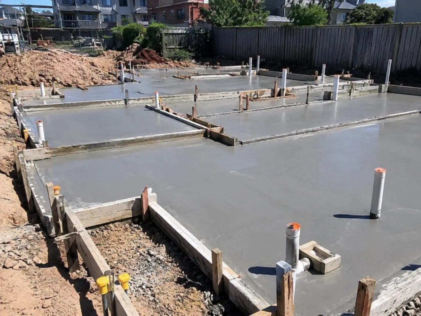 Stepped concrete slabs poured on a sloping Wollongong block