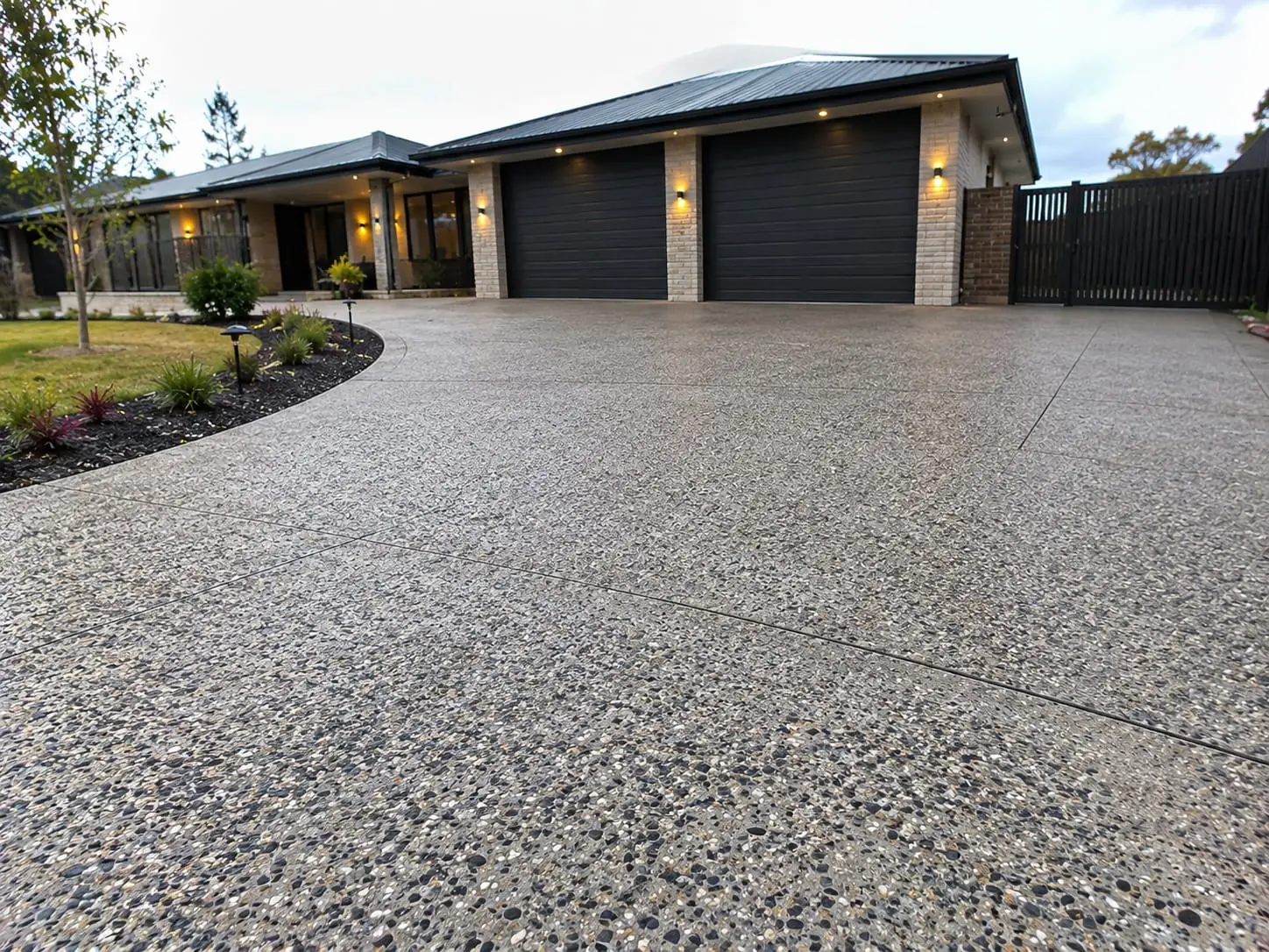 Finished concrete driveway at a home in Mount Keira, near Wollongong