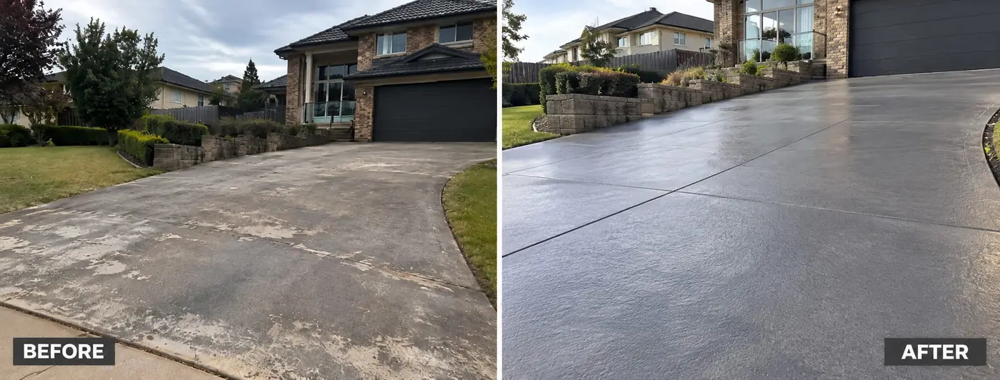 Repaired concrete driveway at a Wollongong home